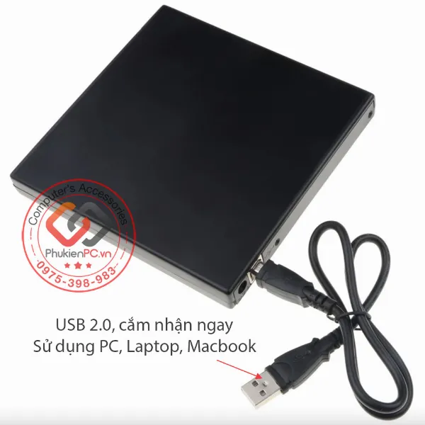 Box đựng ổ đĩa quang laptop kèm cáp chuyển đổi USB