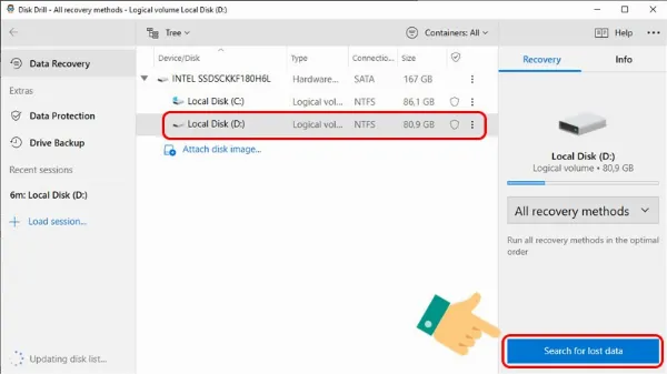 Chọn ổ đĩa và quét