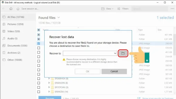 Chọn vị trí lưu