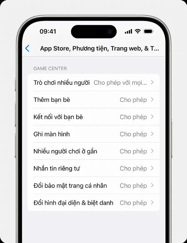 Giới hạn nội dung cho Game Center trên iPhone