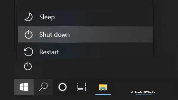 Restart laptop bằng menu Power