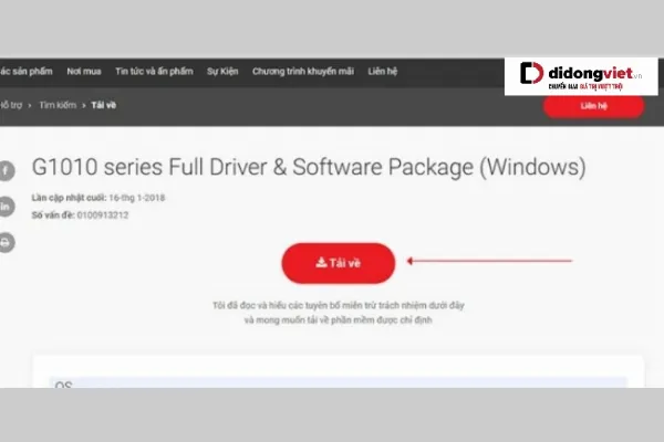 Tải driver máy in từ trang web nhà sản xuất