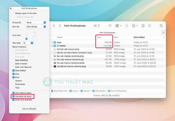 alt Cách bật hiển thị dung lượng thư mục trong Finder