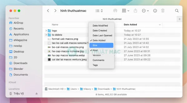 alt Cách làm hiển thị cột Size trong Finder