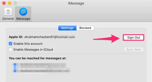   Đăng xuất iMessage trên Mac