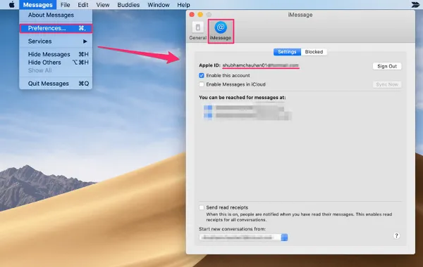   Kiểm tra ID Apple trong ứng dụng Tin nhắn
