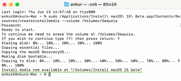 alt Quá trình tạo USB cài đặt macOS Sequoia trong Terminal