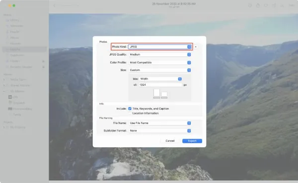   Hướng dẫn chuyển đổi ảnh WebP trong ứng dụng Photos trên Mac sang định dạng JPEG, PNG, TIFF