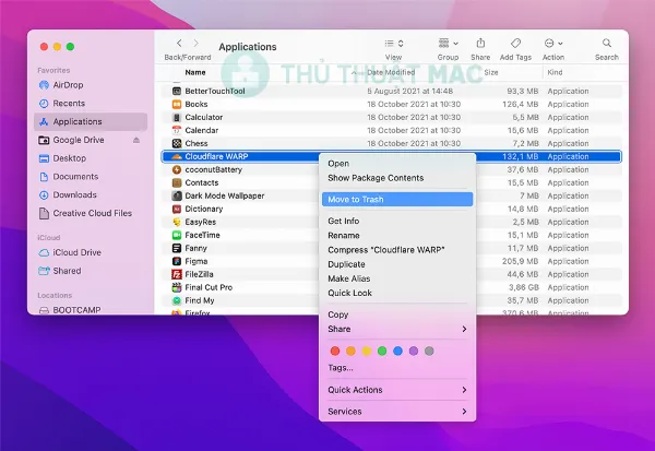   Xóa ứng dụng bằng Finder trên máy Mac