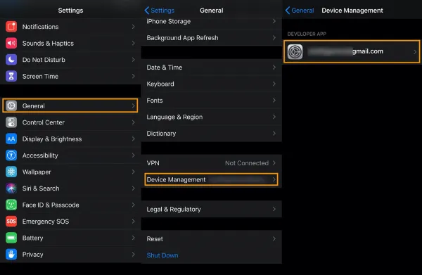   Tìm đến phần Quản lý thiết bị trong Cài đặt chung trên iPhone hoặc iPad