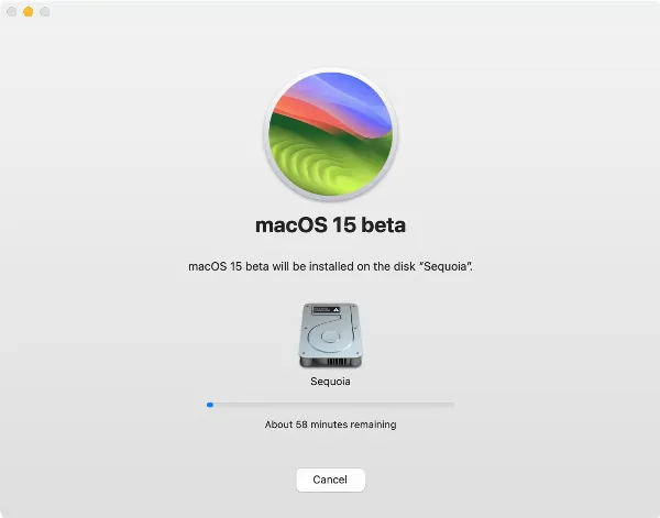 Cách cài macOS 15 Sequoia trên phân vùng khác của máy Mac 7 alt_7: Tiến trình cài đặt macOS Sequoia