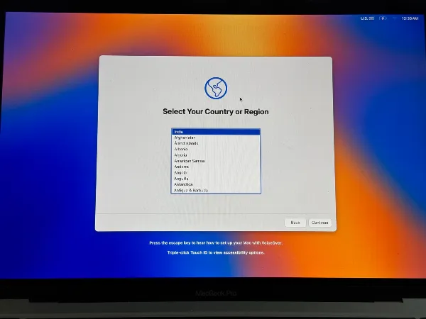 Cách cài macOS 15 Sequoia trên phân vùng khác của máy Mac 9 alt_9: Màn hình thiết lập ban đầu của macOS Sequoia