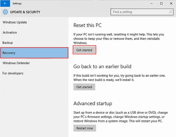 Cách reset Win 10 không cần Boot USB hay đĩa CD + Bước 2