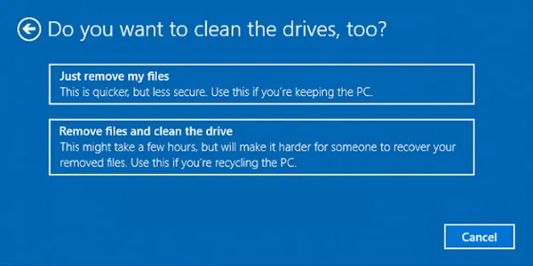 Cách reset Win 10 không cần Boot USB hay đĩa CD + Bước 5