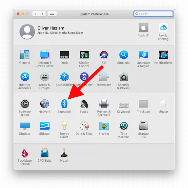 Cài đặt Bluetooth trong Tùy chọn Hệ thống