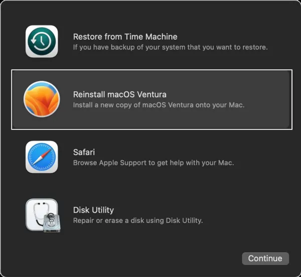Cài đặt lại macOS Ventura từ chế độ Recovery