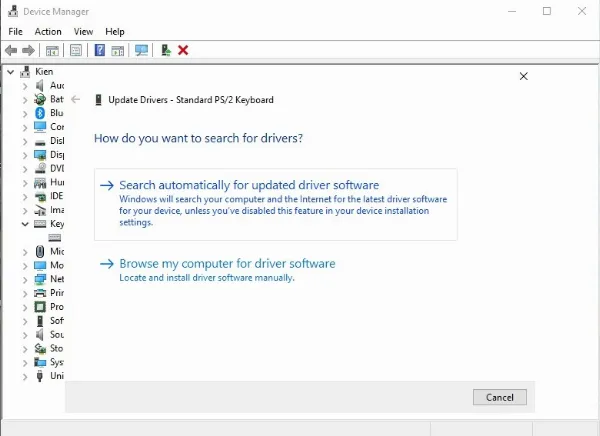 Chọn Search automatically for drivers để tự động cập nhật