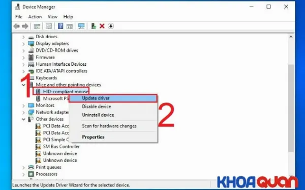 Chọn Update driver cho touchpad