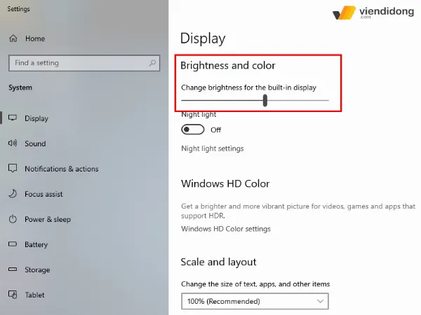 Điều chỉnh độ sáng màn hình để tiết kiệm pin