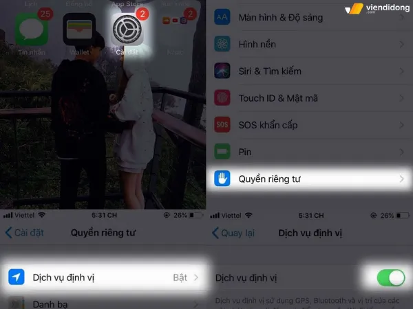 Hiệu chỉnh pin iPhone định vị