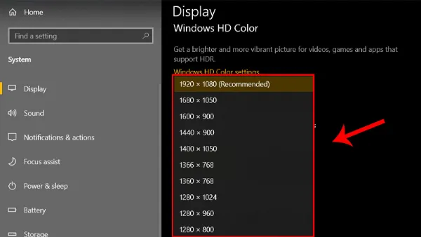 Hình ảnh minh họa cách chọn độ phân giải màn hình laptop