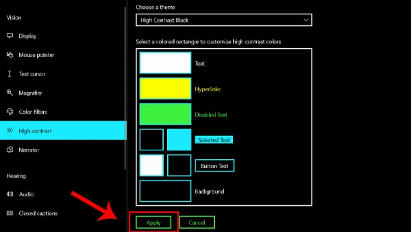 Hình ảnh minh họa cách tùy chỉnh các chế độ tương phản