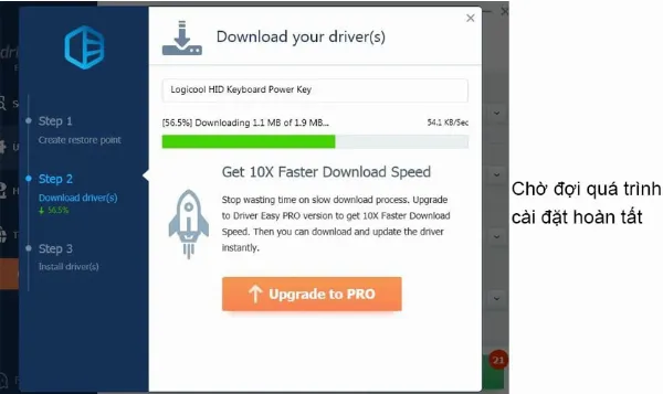 Hoàn tất cập nhật driver