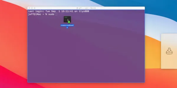 Kéo file createinstallmedia vào cửa sổ Terminal