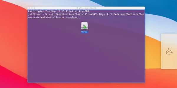 Kéo USB vào cửa sổ Terminal