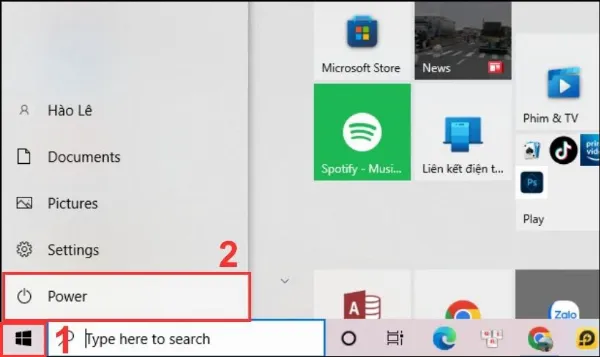 Khởi Động Lại Laptop Bước 1