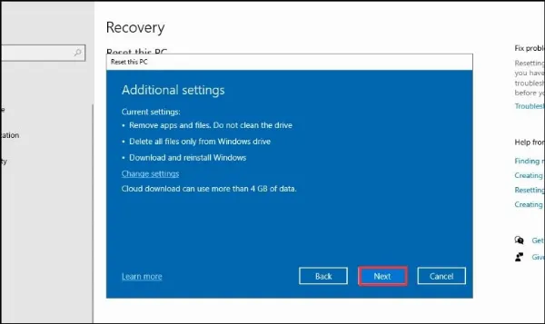 Khôi Phục Cài Đặt Gốc Bước 5