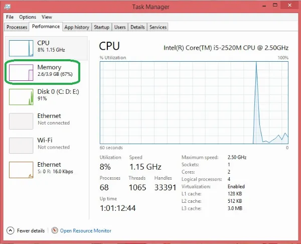 Kiểm tra dung lượng RAM trên laptop