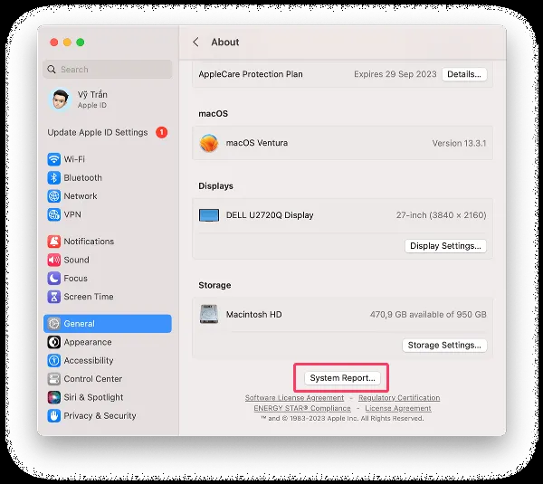 Cách kiểm tra số chu kỳ và dung lượng pin MacBook 1 Mở báo cáo hệ thống trên hệ điều hành macOS