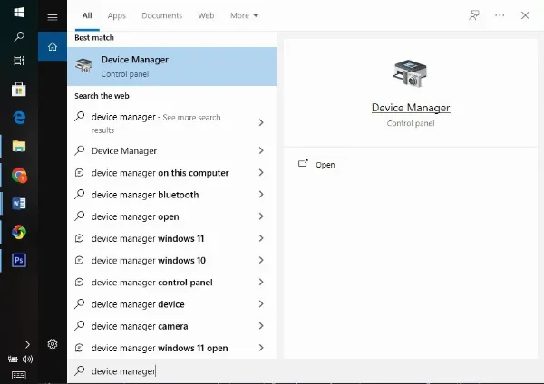 Mở Device Manager để cập nhật driver bàn phím