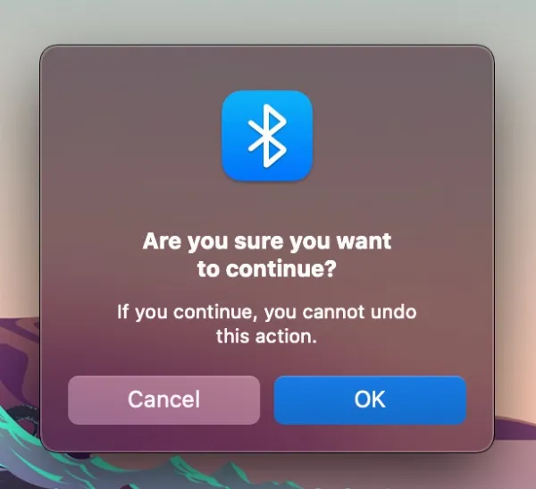 5 mẹo và thủ thuật sửa lỗi Bluetooth trên Mac 5 Mô tả hộp thoại xác nhận đặt lại mô-đun Bluetooth