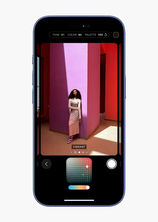 Mô tả: iPhone 16 với camera chính Fusion 48MP và các bộ lọc Photographic Styles mới, cho ra những bức ảnh ấn tượng