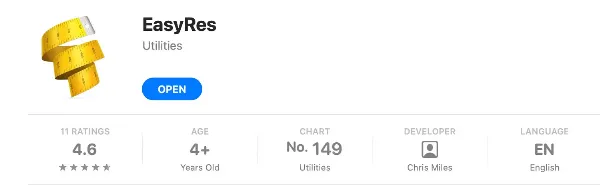 Mô tả: Tải ứng dụng EasyRes từ App Store trên Mac