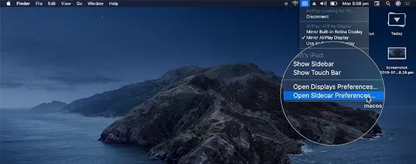 Mở tùy chọn Sidecar