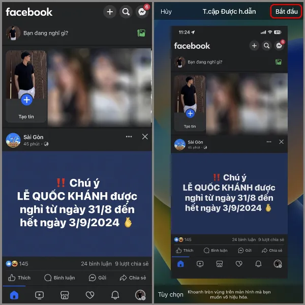 Mở ứng dụng, nhấn nút Nguồn ba lần, chọn Bắt đầu để ẩn thanh điều hướng