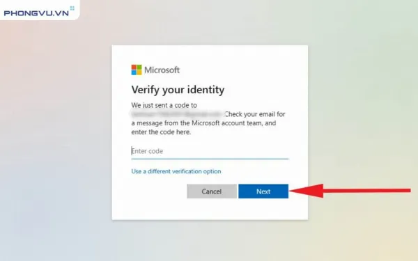 Nhập mã xác thực đã nhận
