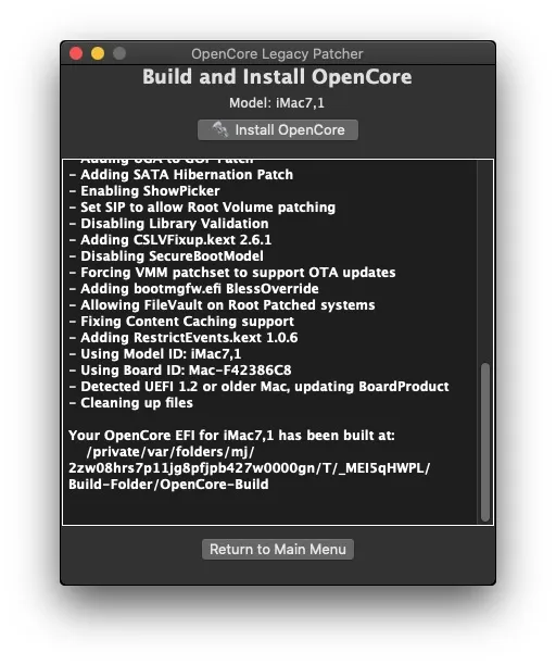 Cách cài macOS Sequoia trên máy Mac không được hỗ trợ 7 opencore legacy patcher install button 8ae4f040