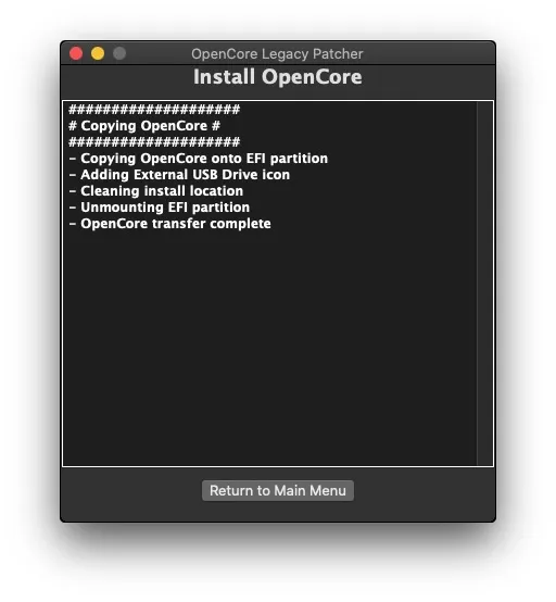 Cách cài macOS Sequoia trên máy Mac không được hỗ trợ 10 opencore legacy patcher install screen 1daad869