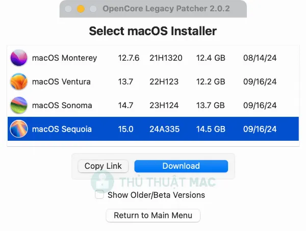 Cách cài macOS Sequoia trên máy Mac không được hỗ trợ 2 opencore legacy patcher tai bo cai macos sequoia f9a12ced
