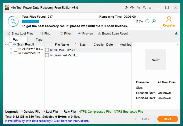 Quá trình quét tập tin đang diễn ra