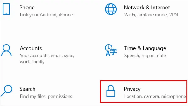Quyền riêng tư (Privacy) trong cài đặt Windows