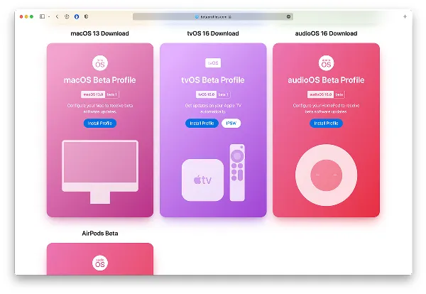 Tải cấu hình macOS 13 Ventura Beta