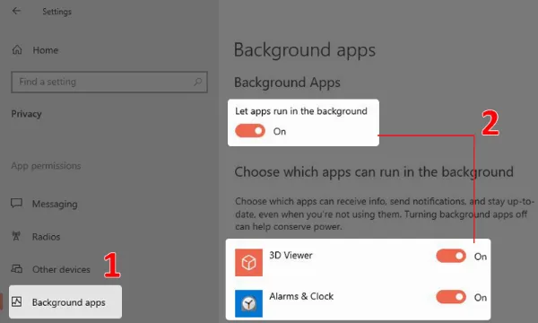 Tắt các ứng dụng chạy nền