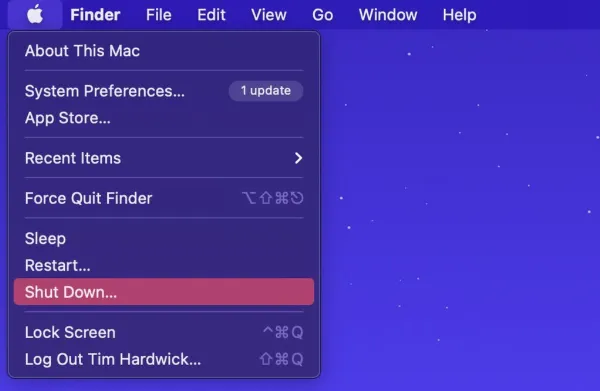 Tắt máy Mac qua menu Apple