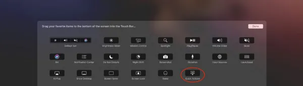Cách bật giao diện tối của macOS Catalina bằng phím tắt trên Touch Bar 4 Thêm Quick Actions vào Control Strip