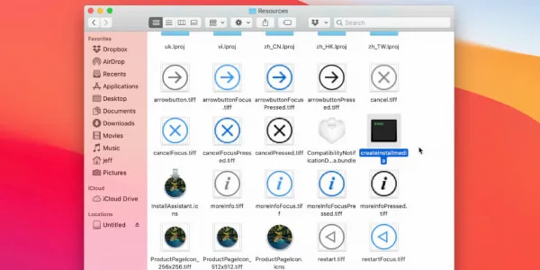 Tìm file createinstallmedia trong thư mục Resources của bộ cài macOS Big Sur